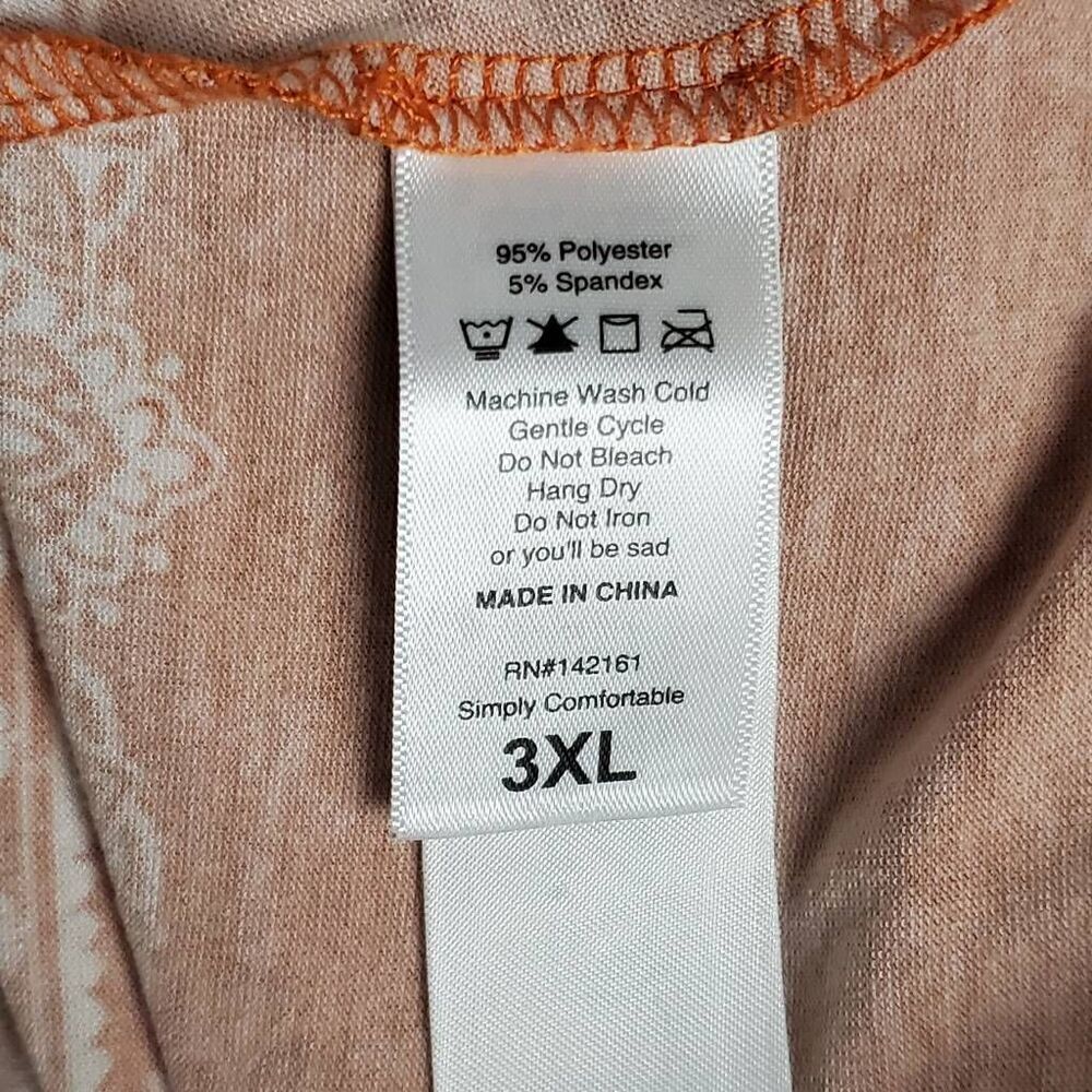 LuLaRoe 3XL Rust Orange Boho Print Tunic Top Simply Comfortable High-Low Hem Plu - Picture 5 of 6